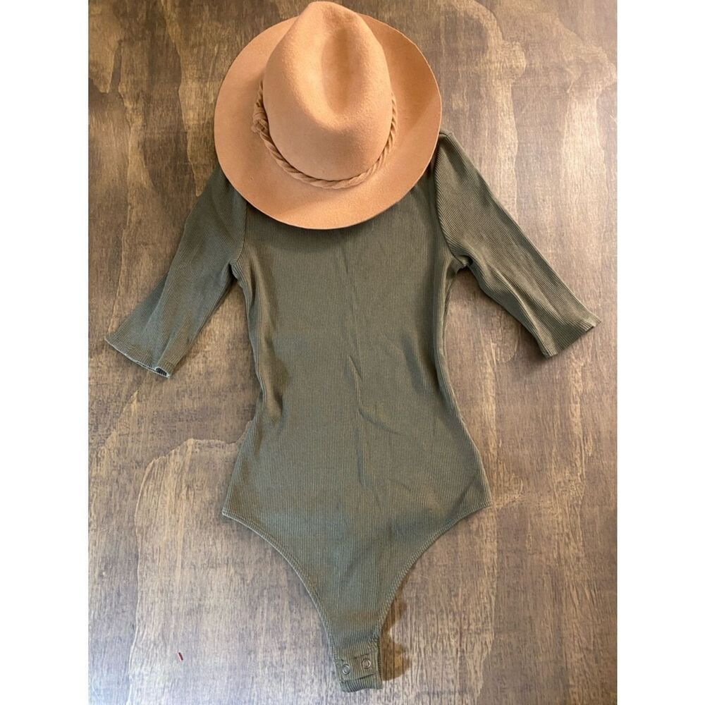 Express Olive Green Ribbed Kids One-Piece Bodysuit